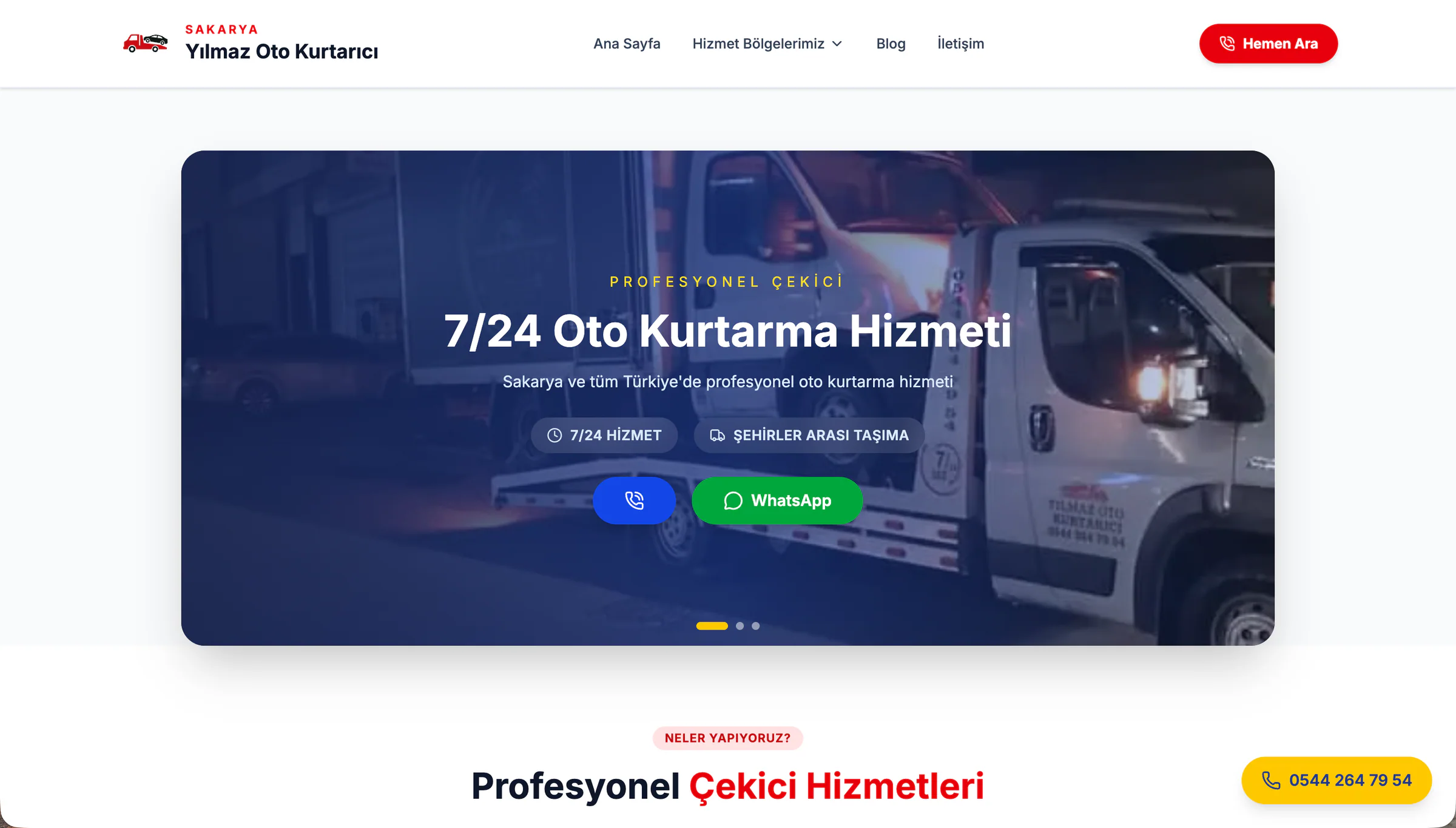 Sakarya Yılmaz Oto Kurtarıcı Web Sitesi